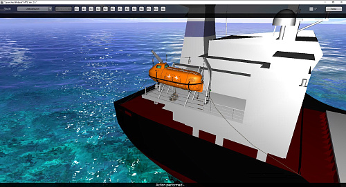 Davit launched lifeboat simulation software