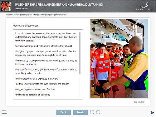 ELM Passenger ship crisis management and human behavior training