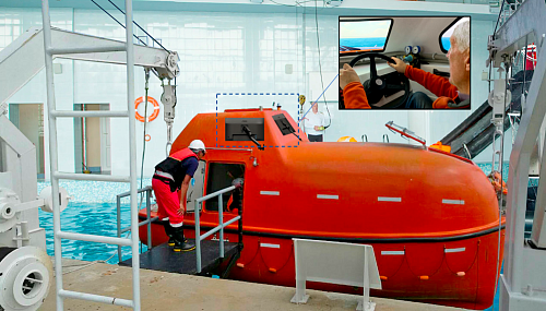 Davit-launched lifeboat simulator LBS-B (with real controls)