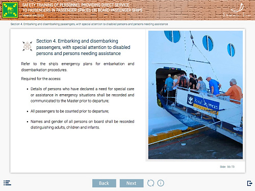 ELM Safety training of personnel providing direct service to passengers in passenger spaces on board passenger ships