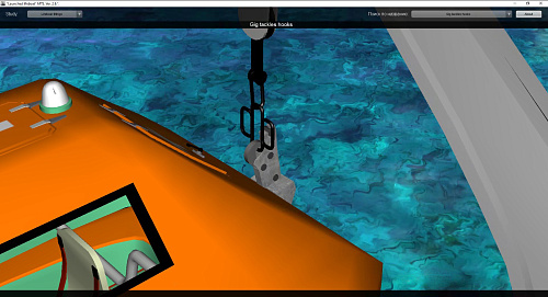 Davit launched lifeboat simulation software