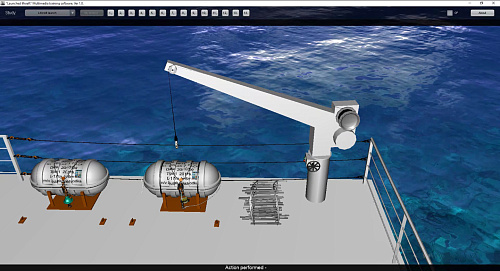 Davit launched liferaft simulation software