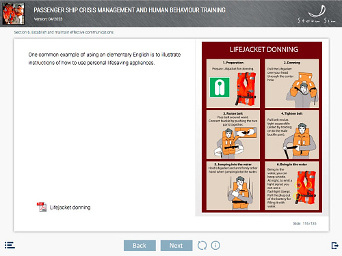 ELM Passenger ship crisis management and human behavior training