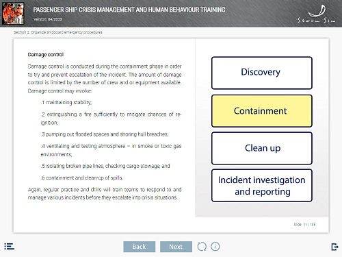 ELM Passenger ship crisis management and human behavior training